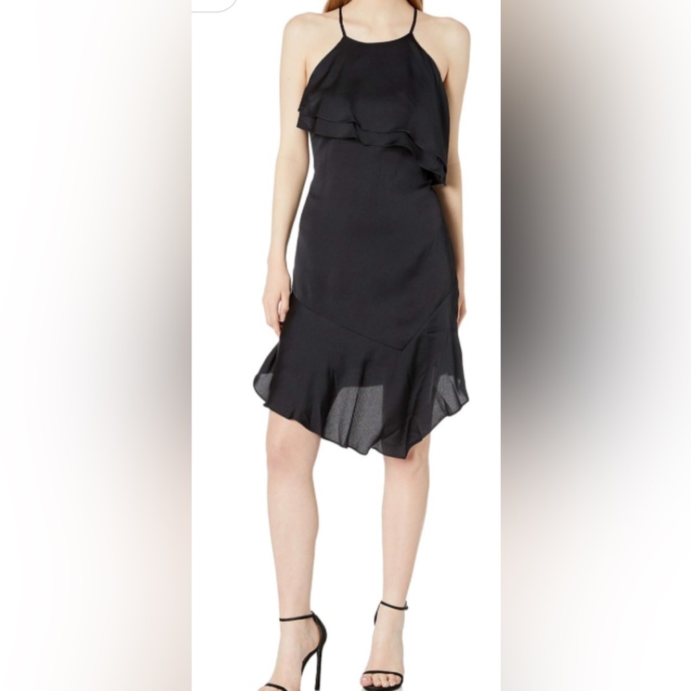Bebe Donna Ruffle Black Dress New
